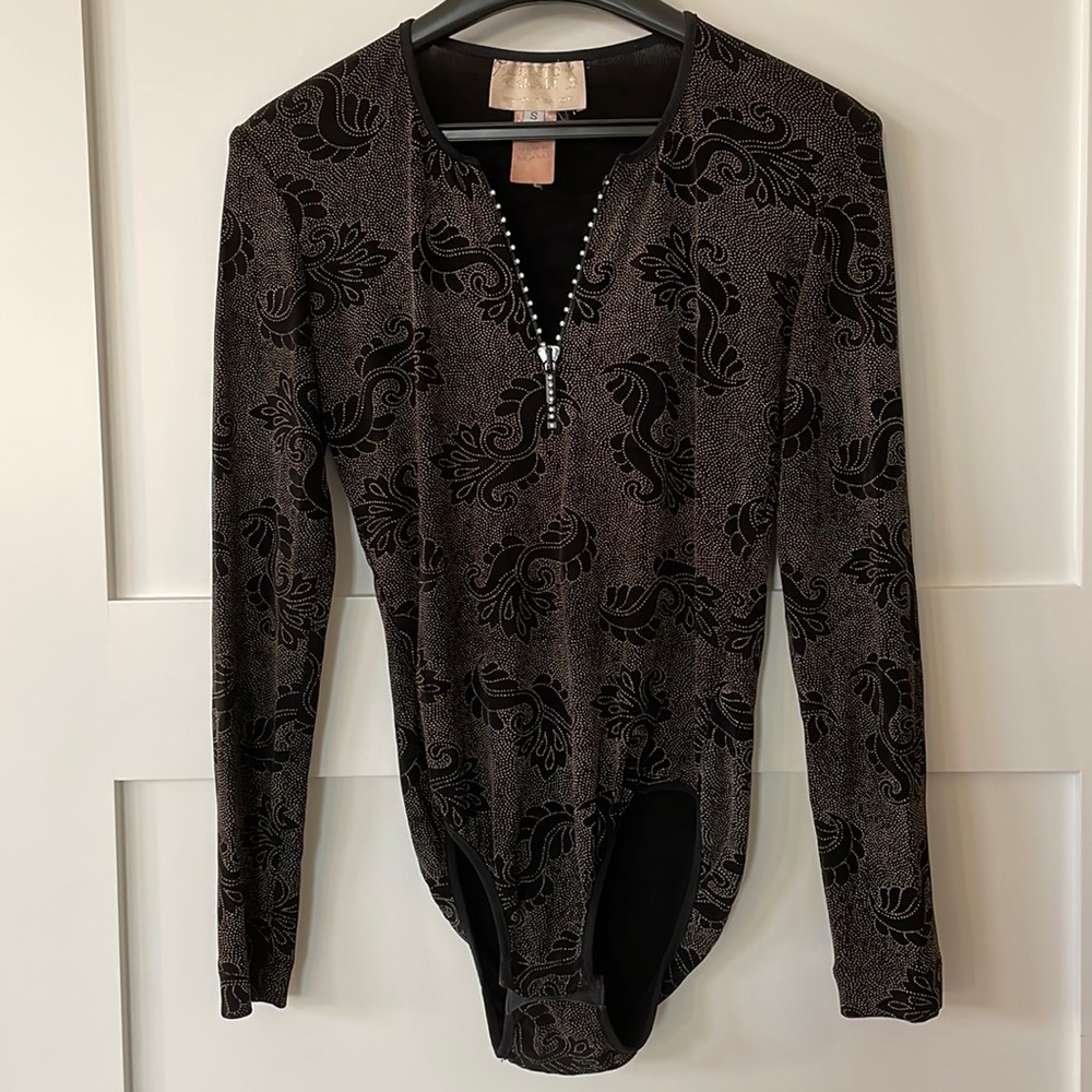 Vintage Alberto Makali bodysuit with rhinestones on zipper